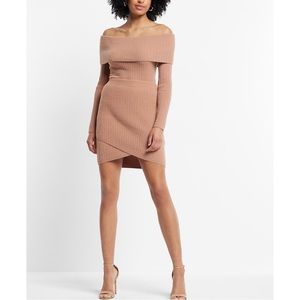 EXPRESS Super High Waisted Cable Knit Faux Wrap Mini Sweater Skirt